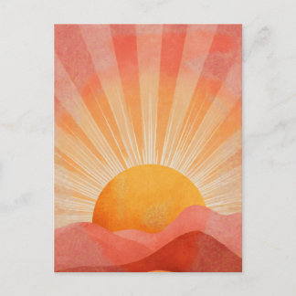 Rosa och orange boho soluppgång vykort