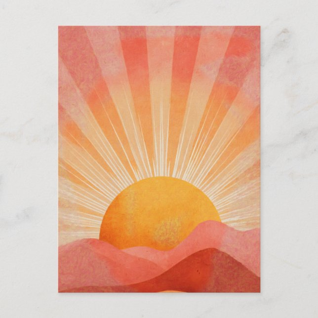 Rosa och orange boho soluppgång vykort (Framsida)