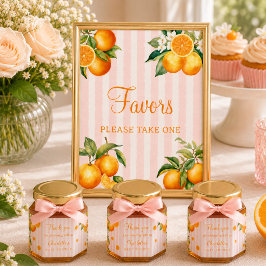 Rosa och orange citrus baby shower anpassad skylt