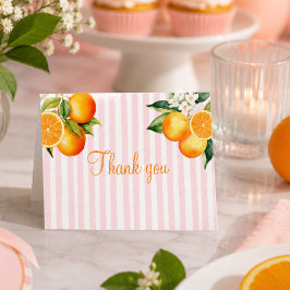 Rosa och orange citrus-babyfirande tack kort