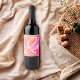 Rosa och orange djärva minimalistiska moderna bröl vinflaska etikett