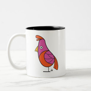 Rosa och Orange Fågel Två-Tonad Mugg