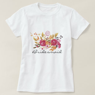 Rosa och Orange Flower Bouquet Bridesmaid T Shirt