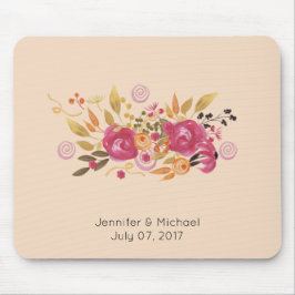 Rosa och Orange Flower Bouquet på persikobakgrunde Musmatta