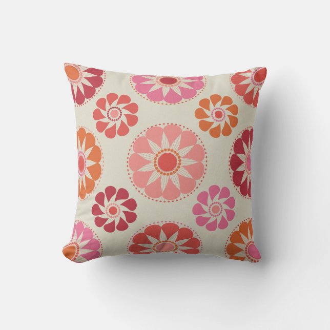 Rosa och Orange Flowers MOJO Pillow Kudde (Framsida)