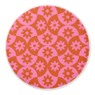 Rosa och Orange Flowers på Mid Century Scallop Knopp