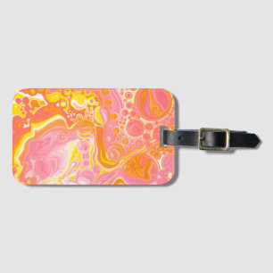 Rosa och Orange Fluid Art Bagagebricka