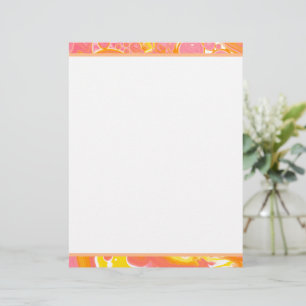 Rosa och Orange Fluid Art Brevhuvud