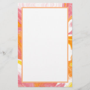 Rosa och Orange Fluid Art Brevpapper