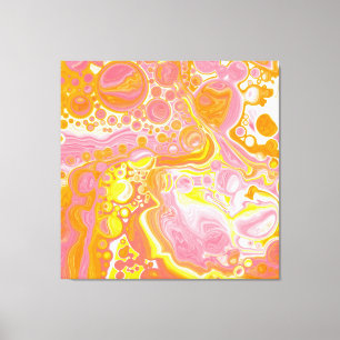 Rosa och Orange Fluid Art Canvastryck