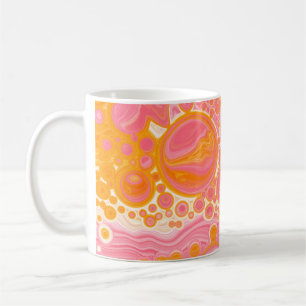 Rosa och Orange Fluid Art Kaffemugg