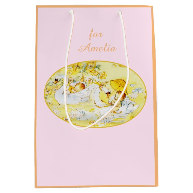 Rosa och Orange för babyskor Svan (Framsidan)