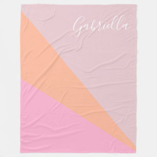 Rosa och Orange Girly Geometric Personlig Fleecefilt