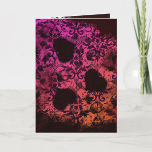 Rosa och Orange Grunge Damask Valentine Helgkort
