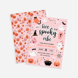 Rosa och orange Halloween 5-års födelsedagsinbjuda Inbjudningar