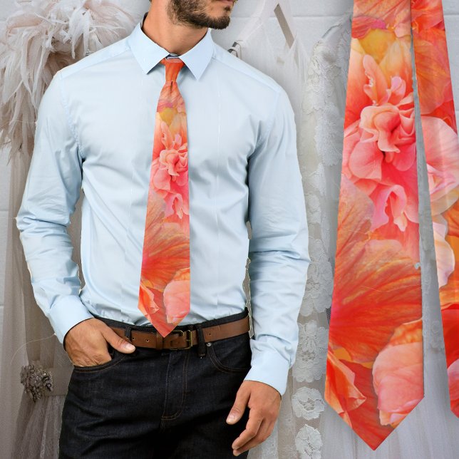 Rosa och Orange Hibiscus Flowers Tie Slips (Skapare uppladdad)