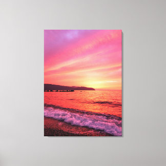 Rosa och orange himlar vackra solnedgång över have canvastryck