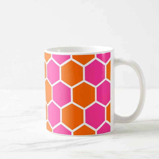 "Rosa och Orange Honeycomb" Mugg (Höger)