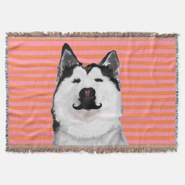 Rosa och Orange Husky Throw Blanket Filt (Framsidan)