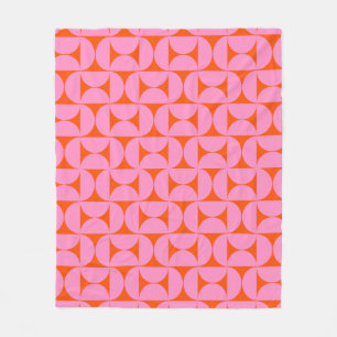 Rosa och Orange i det moderna Mönster Fleecefilt