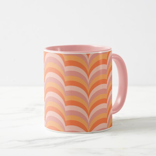 Rosa och orange i stil kurvor mönster mugg (Framsida höger)