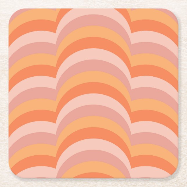 Rosa och orange i stil kurvor mönster underlägg papper kvadrat (Framsidan)