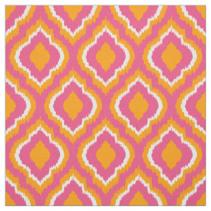 Rosa och Orange Ikat Moroccan Tyg