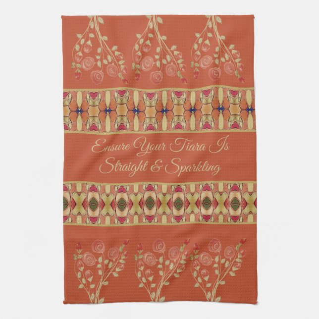 Rosa och Orange Kökshandduk (Vertikal)