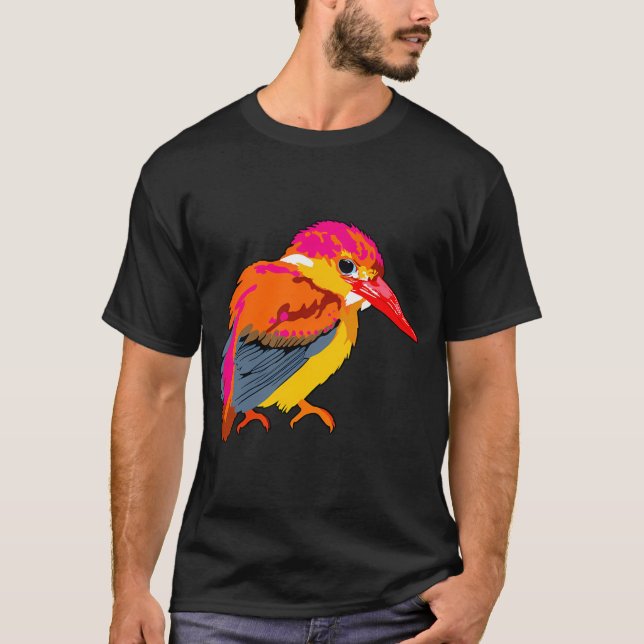 Rosa och orange kungsfiskare t shirt (Framsida)