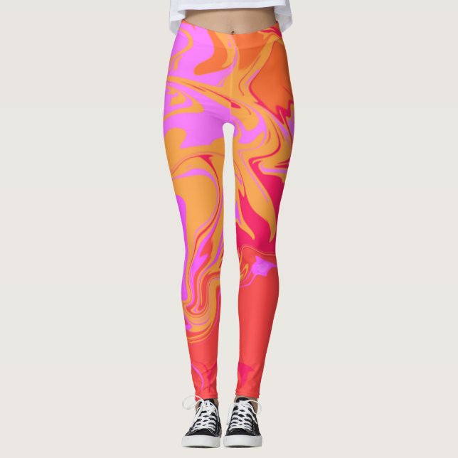 Rosa och Orange Leggings (Framsida)