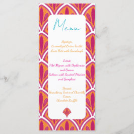 Rosa och Orange Ljusfärgad Fläkt Bröllop Meny