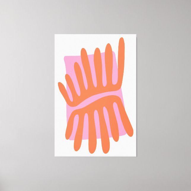 Rosa och Orange Löv Matisse Inspired Abstrakt Canvastryck (Framsida)