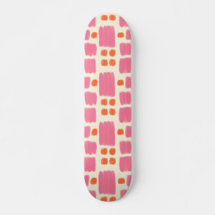 Rosa och Orange, målade former på en Cream-bakgrup Mini Skateboard Bräda 18,5 Cm