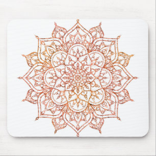 Rosa och Orange Mandala på White Glam Musmatta
