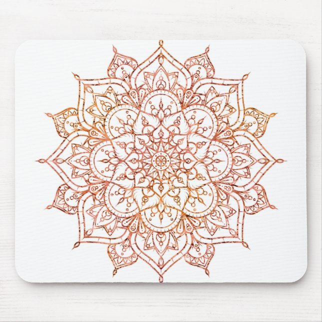Rosa och Orange Mandala på White Glam Musmatta (Framsidan)