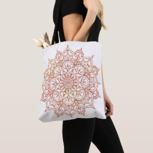 Rosa och Orange Mandala på White Glam Tygkasse