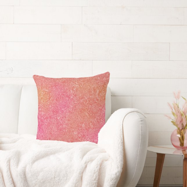 Rosa och Orange Marble abstrakt Kudde (Soffa)