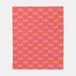 Rosa och Orange med fetstil och Hearts Mönster-up Fleecefilt