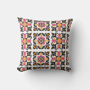 Rosa och Orange Mexikanska folktilen Kudde