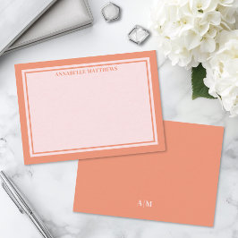 Rosa och orange minimalistisk monogram anteckningskort