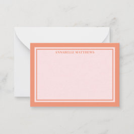 Rosa och orange minimalistisk monogram anteckningskort