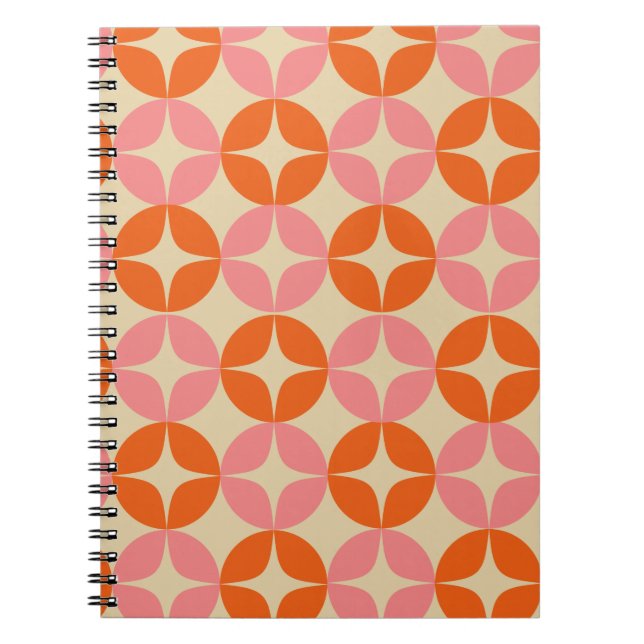 Rosa och Orange Mod i Mönster Anteckningsbok (Framsidan)