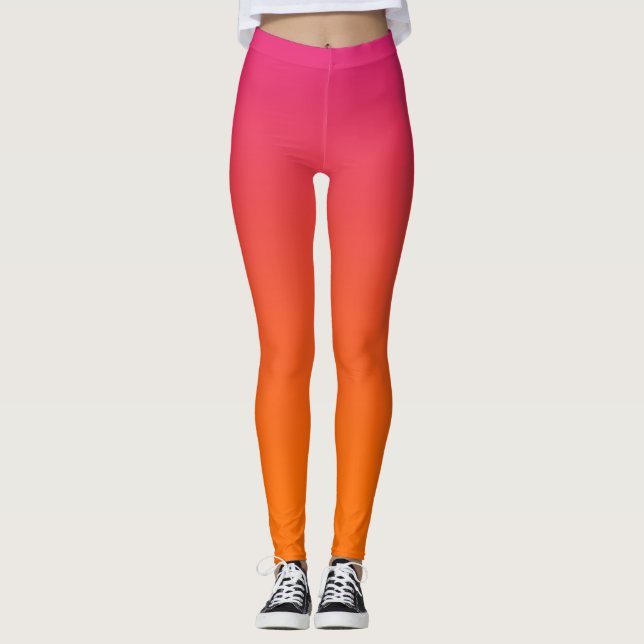 Rosa och orange Ombre Leggings (Framsida)