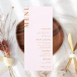 Rosa och Orange Peach Apricot Crush Bröllop Menu Meny<br><div class="desc">Menyn snyggt bröllop med anpassningsbar och modern typografi skulle göra ett underbart tillägg till party! Ändra texten enkelt genom att klicka på alternativet "Anpassa den här mallen".</div>