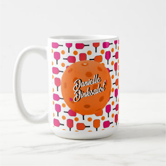Rosa och Orange Pickleball Paddles Personlig Kaffemugg