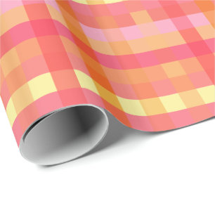 Rosa och orange pläd presentpapper