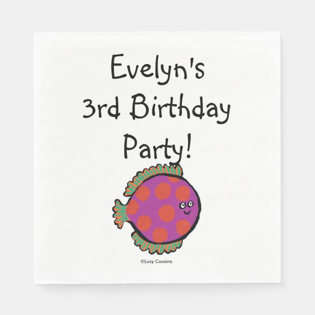 Rosa och Orange Polka-Dot-fisk Pappersservett (Framsidan)