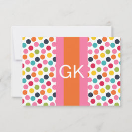 Rosa och orange prickig monogram platt brevkort inbjudningar