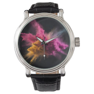 Rosa och orange pulverblast armbandsur