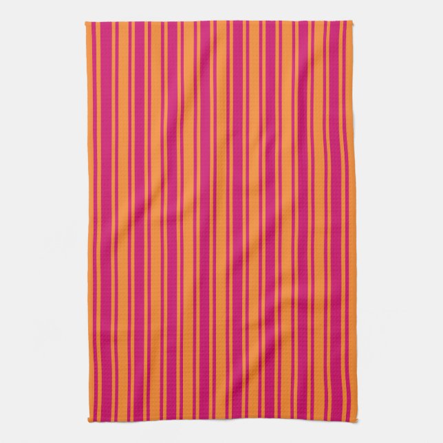 Rosa och orange rand kökshandduk (Vertikal)